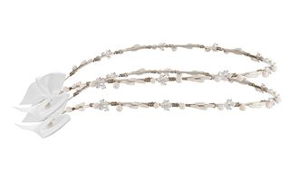 Στέφανα γάμου λευκά από ασήμι 925 με πέτρες P.Q. EUROPEAN CRYSTALS και πορσελάνη - Ioannis Collection - D289L