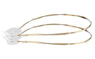 Στέφανα γάμου δίχρωμα από ασήμι 925 με πέρλες P.Q. EUROPEAN CRYSTALS - Ioannis Collection - D266DIX