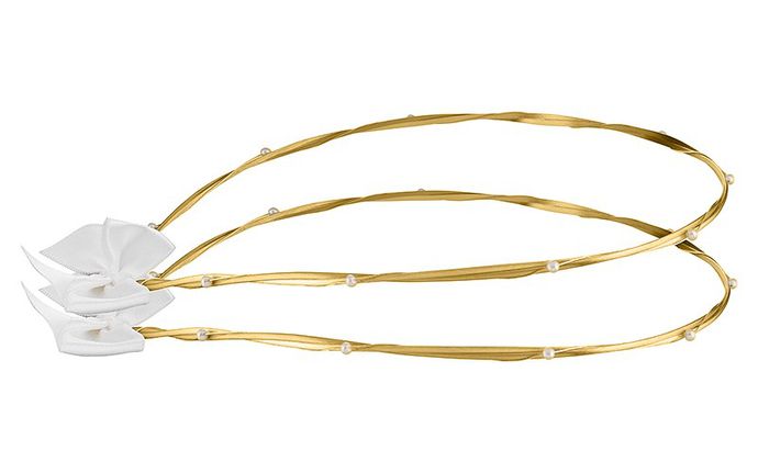 Στέφανα γάμου επίχρυσα από ασήμι 925 με πέρλες P.Q. EUROPEAN CRYSTALS - Ioannis Collection - D266K