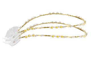 Στέφανα γάμου επίχρυσα από ασήμι 925 με πέτρες P.Q. EUROPEAN CRYSTALS και πορσελάνη - Ioannis Collection - D288K