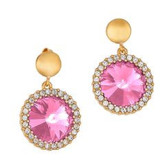 Σκουλαρίκια Ροζέτες σε Ασήμι 925 με Χρύσωμα Κ18 και Ρόζ Πέτρες P.Q. EUROPEAN CRYSTALS / SK-34701RG1
