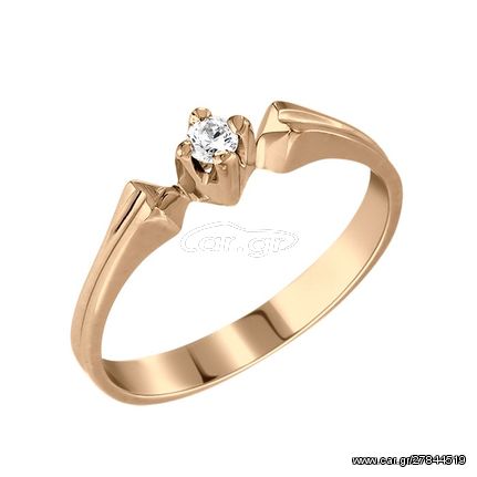 Δαχτυλίδι Μονόπετρο Σε Ασήμι 925 Με Ρόζ Χρύσωμα Κ18 Και Ζιργκόν / ADM-004R1