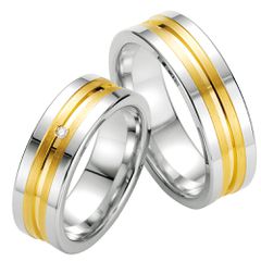 Βέρες γάμου σε ασήμι 925 με διαμάντι, breuning 8031-8032