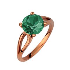 Δαχτυλίδι Μονόπετρο Σε Ασήμι 925 με Ρόζ Χρύσωμα Κ18 και Πράσινη Σκούρη Πέτρα P.Q. EUROPEAN CRYSTALS / AD-V16101GSR1