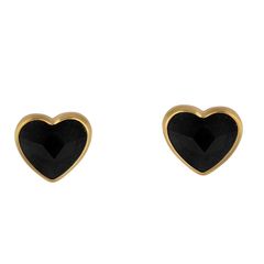 Σκουλαρίκια Καρδιές Σε Ασήμι 925 Με Χρύσωμα Κ18 Και μαύρη πέτρα P.Q. EUROPEAN CRYSTALS / SK-E3071BG1