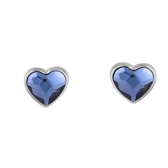 Σκουλαρίκια Καρδιές Σε Ασήμι 925 με σκούρη μπλέ πέτρα P.Q. EUROPEAN CRYSTALS SK-E3071BLSL1