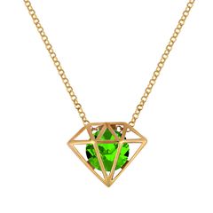 Κολιέ διαμάντι σε ασήμι 925 με Χρύσωμα Κ18 και ανοιχτή πράσινη πέτρα P.Q. EUROPEAN CRYSTALS / AK-Z5444GAG1