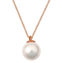 Ασημένιο κολιέ 925 με ρόζ χρύσωμα Κ18 και πέρλα P.Q. EUROPEAN CRYSTALS / AK-P7410R1