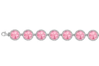 Ασημένιο βραχιόλι 925 ροζέτα με ρόζ πέτρα P.Q. EUROPEAN CRYSTALS / ABR-41404RL1