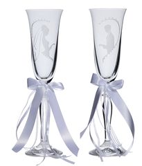 Ποτήρια σαμπάνιας με γαμπρό και νύφη και πέτρες P.Q. EUROPEAN CRYSTALS PS050