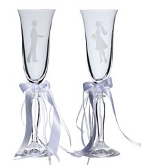 Ποτήρια σαμπάνιας με γαμπρό και νύφη και πέτρες P.Q. EUROPEAN CRYSTALS PS051
