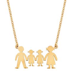 Ασημένιο Κολιέ Οικογένεια ( Μπαμπάς, Μαμά, 2 Κορίτσια ) Χρύσωμα Κ18 / AK-11702GGG1