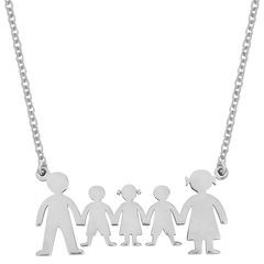 Ασημένιο Κολιέ Οικογένεια ( Μπαμπάς, Μαμά, 2 Αγόρια, 1 Κορίτσι ) AK-11703BGBL1