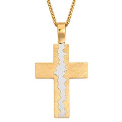 Σταυρός Ανδρικός Δίχρωμος σε Χρυσό Κ14 / VERORAMA / ST_347G1