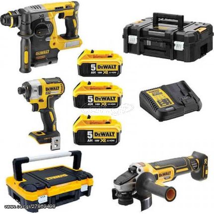 Σετ Dewalt Πιστολέτο DCH273+Παλμικό Κατσαβίδι DCF887+Γωνιακός τροχός DCG405 Brushless (3x5.0Ah) DCK305P3T