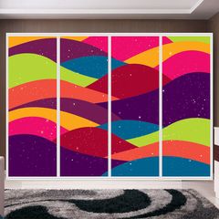 Αυτοκόλλητο ντουλάπας - Χρωματιστά κύματα