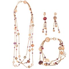 Σετ γυναικείων κοσμημάτων Ροζ χρυσό με ημιπολύτιμες πέτρες 14Κ SETJRL0139 (#SETJRL0139)