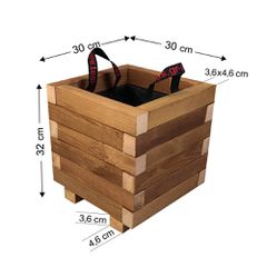 ΤΕΤΡΑΓΩΝΗ ξύλινη γλάστρα - 30x30x32