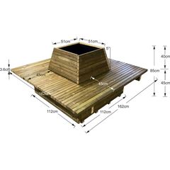 Παγκάκι Γλάστρα 12 ατόμων τετράγωνη - Δ162x85-Tesias Wooden Products