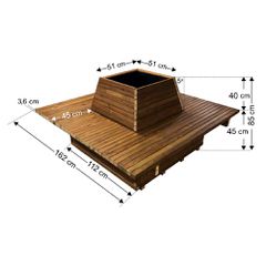 Παγκάκι Γλάστρα 12 ατόμων τετράγωνη - Δ162x85