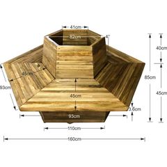 Παγκάκι Γλάστρα 12 ατόμων εξάγωνη - Δ160x85-Tesias Wooden Products