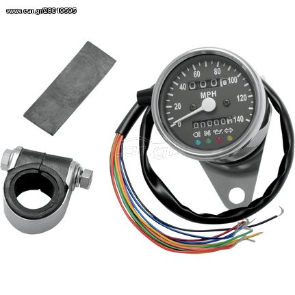 ΚΟΝΤΕΡ 2.4" MECHANICAL SPEEDOMETER 2:1 WITH LED INDICATORS CHROME BLACK FACE