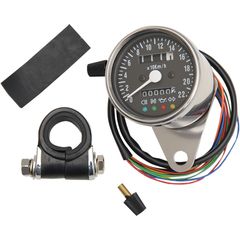 ΚΟΝΤΕΡ 2.4" MECHANICAL SPEEDOMETER 1:1 KM/H WITH LED INDICATORS CHROME BLACK FACE