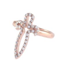 Δαχτυλίδι ασημένιο με σχέδιο σπαθί με ροζ επιχρύσωμα και λευκά ζιργκόν 22541