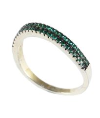 Δαχτυλίδι Ασήμι 925 Μισόβερο με Διπλή Σειρά Πράσινα Ζιργκόν DA1882