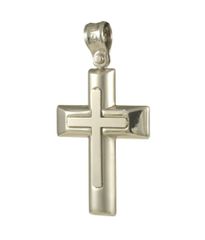 Σταυρός βαπτιστικός σε λευκό χρυσό Κ14 λουστραρισμένος N27082