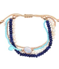 Βραχιόλι μακραμέ με μπλε πέτρες και πέρλες 38126