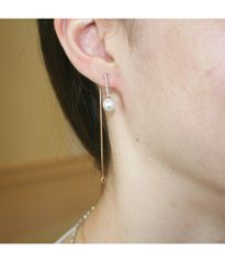 Σκουλαρίκια σε ροζ χρυσό Κ14 κρεμαστά με φυσικά ζιρκόνια σε λευκό χρώμα 445712