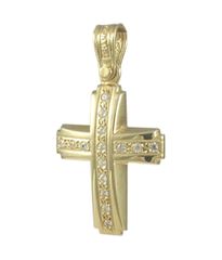 Σταυρός βαπτιστικός σε χρυσό Κ14 λουστραρισμένος 34048