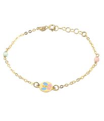 Παιδικό βραχιόλι χρυσό Κ9 με πεταλούδα, σμάλτο και quartz K2