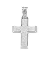 Σταυρός λευκό χρυσό Κ14 τροχισμένος και λουστραρισμένος 2441