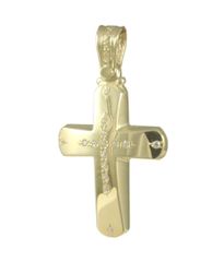 Σταυρός βαπτιστικός σε χρυσό Κ14 λουστραρισμένος 35548