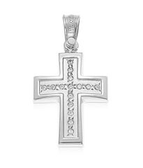 Σταυρός βαπτιστικός σε λευκό χρυσό Κ14 λουστραρισμένος 36048