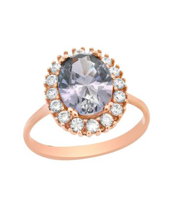 Δαχτυλίδι σε ροζ χρυσό Κ14 με οβάλ ροζέτα 3248