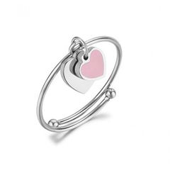 Δαχτυλίδι από ανοξείδωτο ατσάλι με σχέδιο καρδιάς με ροζ σμάλτο ανοικτό κάνει σε όλα τα δάκτυλα