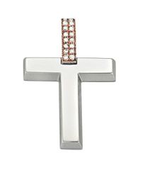 Σταυρός βαπτιστικός δίχρωμος σε λευκό και ροζ χρυσό Κ14 2448