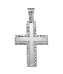 Σταυρός βαπτιστικός σε λευκό χρυσό Κ14 λουστραριστός 4345W