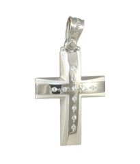 Σταυρός βαπτιστικός σε λευκό χρυσό Κ14 ματ 41548