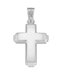 Σταυρός βαπτιστικός σε λευκό χρυσό Κ14 λουστραριστός 3343W