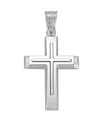 Σταυρός βαπτιστικός σε λευκό χρυσό Κ14 λουστραριστός 3243W