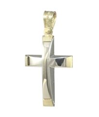 Σταυρός βαπτιστικός σε χρυσό Κ14 δίχρωμος 31043