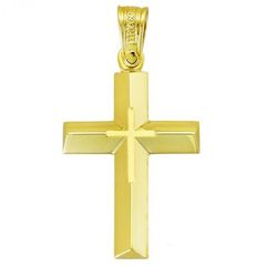 Σταυρός σε χρυσό Κ14 λουστραριστός και ματ Σταυρό στην μέση για βάπτιση ή για αρραβώνα Διαστάσεις Σταυρού 33Χ18 χιλιοστά και βάρος 3.42 γραμμάρια