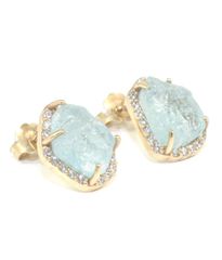 Σκουλαρίκια σε χρυσό Κ14 με φυσική πέτρα aquamarine 17887