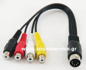 ADAPTOR ΚΑΛΩΔΙΩΣΗ ΒΥΣΜΑ DIN 5-PIN ΑΡΣΕΝΙΚΟ ΣΕ 4 RCA ΘΗΛΥΚΑ