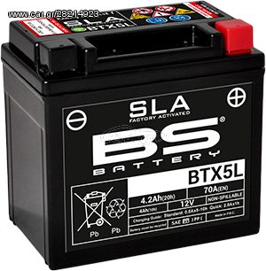 Μπαταρία Μοτοσυκλέτας BS-BATTERY BTX5L  SLA 4.2AH 70EN Αντιστοιχία YTX5L-BS