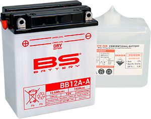 Μπαταρία Μοτοσυκλέτας BS-BATTERY  BB12A-A  DRY 12.6AH 155EN Αντιστοιχία YB12A-A
